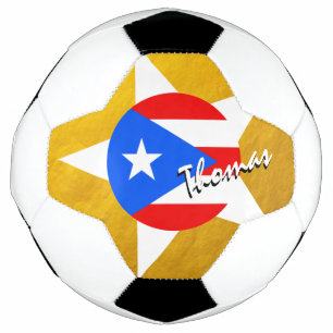 Puerto Rico Football & Gold Puerto Rican Flag