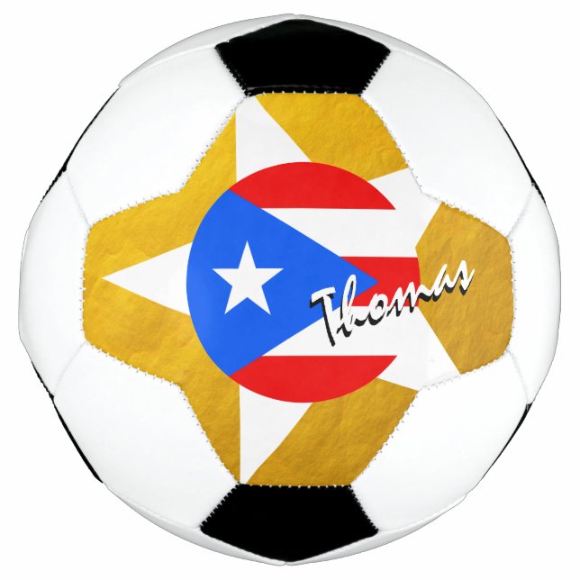 Puerto Rico Football & Gold Puerto Rican Flag (Front)