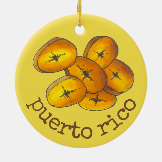 Puerto Rico Fried Plantains Tostones Food Cuisine Ceramic Tree Decoration (Back)