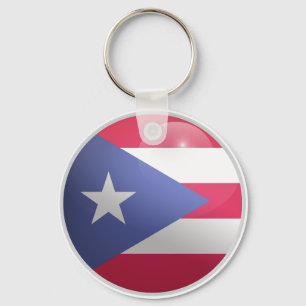 Puerto Rico Glossy Circle Flag Key Ring