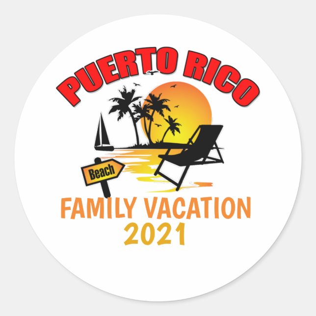 Puerto Rico Group Matching Summer Vacation Custom Classic Round Sticker (Front)
