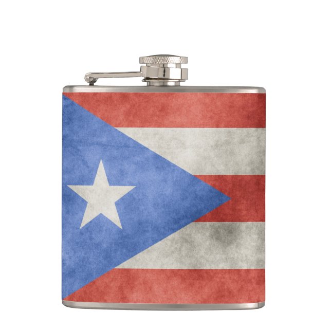 Puerto Rico Grunge Flag Hip Flask (Front)