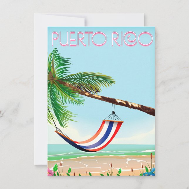 Puerto Rico Hammock travel poster Invitation (Back)