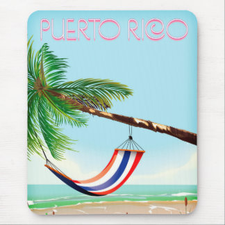 Puerto Rico Hammock travel poster Mouse Mat