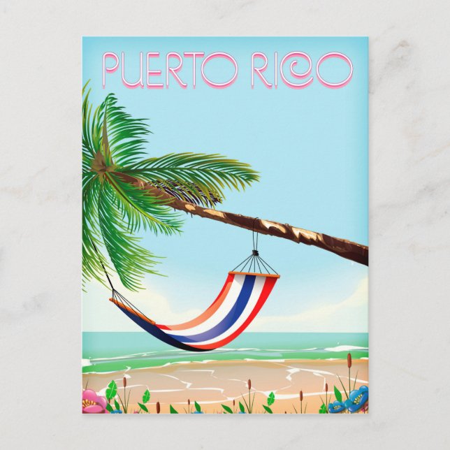 Puerto Rico Hammock travel poster Postcard (Front)
