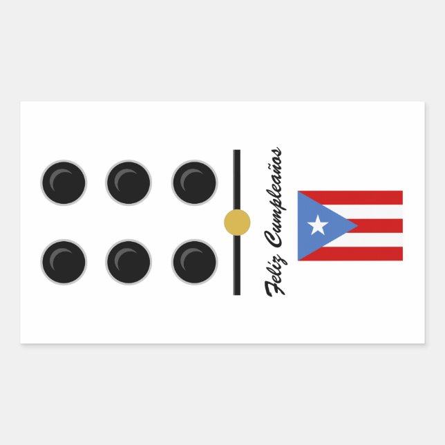 Puerto Rico Happy Birthday Domino Rectangular Sticker (Front)