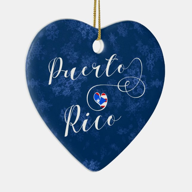 Puerto Rico Heart, Christmas Tree Ornament (Right)