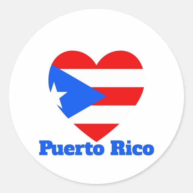 Puerto Rico Heart Flag  Classic Round Sticker (Front)