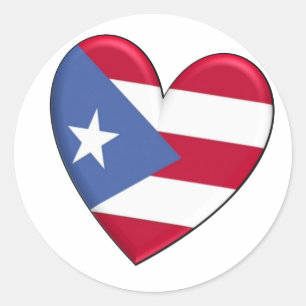 Puerto Rico Heart Flag Classic Round Sticker