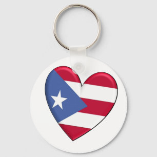 Puerto Rico Heart Flag Key Ring