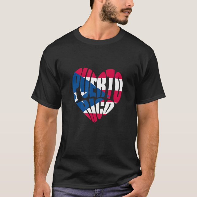 Puerto Rico Heart Flag Puerto Rican Boriquen Herit T-Shirt (Front)