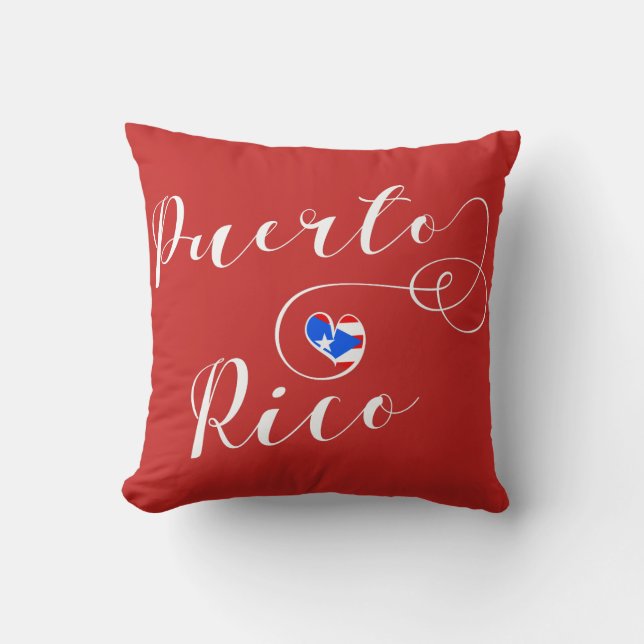 Puerto Rico Heart Flag, Puerto Rican Cushion (Front)