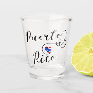 Puerto Rico Heart Flag, Puerto Rican Flag Shot Glass