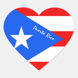 Puerto Rico Heart, Patriotic Puerto Rican Flag Heart Sticker
