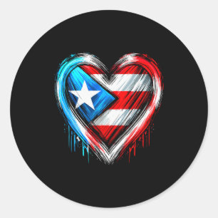 Puerto Rico Heart Puerto Rican Flag  Classic Round Sticker