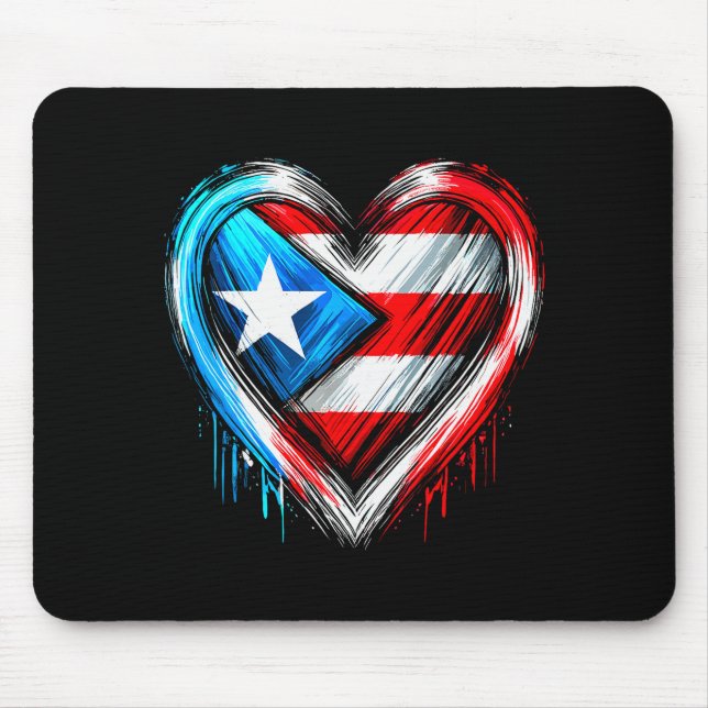Puerto Rico Heart Puerto Rican Flag  Mouse Mat (Front)