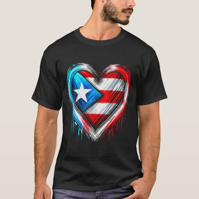 Puerto Rico Heart Puerto Rican Flag  T-Shirt (Front)