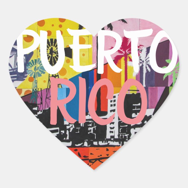 Puerto Rico Heart Stickers (Front)