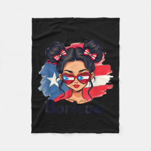 Puerto Rico Hispanic Heritage Messy Bun Puerto Ric Fleece Blanket