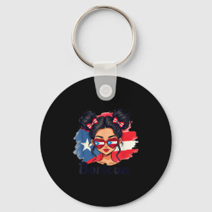 Puerto Rico Hispanic Heritage Messy Bun Puerto Ric Key Ring