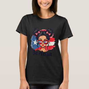 Puerto Rico Hispanic Heritage Messy Bun Puerto Ric T-Shirt