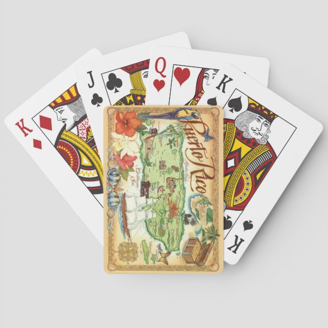 Puerto Rico Illustrated Map Playing Cards (Back)