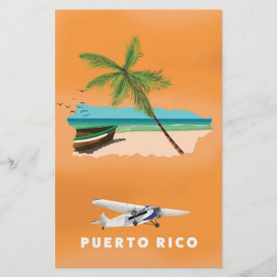 Puerto Rico illustrated map travel poster.