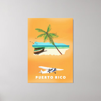 Puerto Rico illustrated map travel poster. Canvas Print