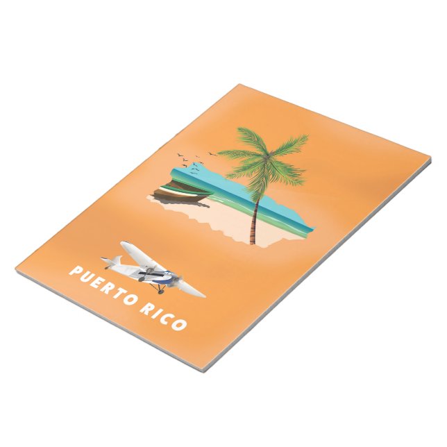 Puerto Rico illustrated map travel poster. Notepad (Angled)