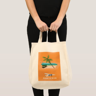 Puerto Rico illustrated map travel poster. Tote Bag