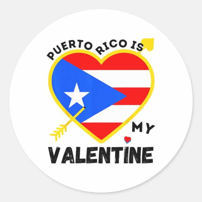 Puerto Rico Is My Valentine Valentine's Day Puerto Classic Round Sticker (Front)