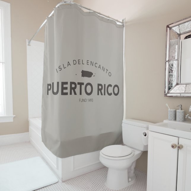 Puerto Rico Isla del Encanto Brown Shower Curtain (In Situ)