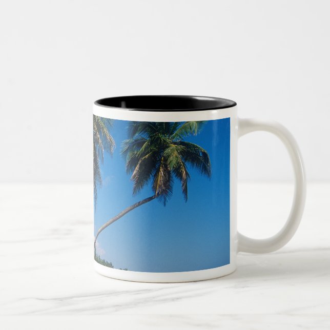 Puerto Rico, Isla Verde, palm trees. Two-Tone Coffee Mug (Right)