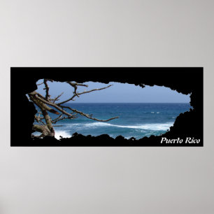 Puerto Rico Island Map Beach Poster