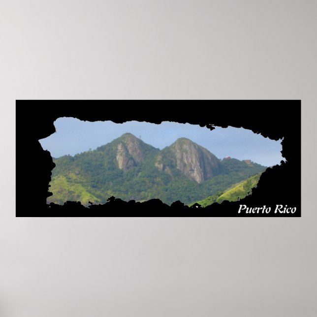 Puerto Rico Island Map Cayey Poster (Front)