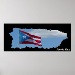 Puerto Rico Island Map Flag Poster