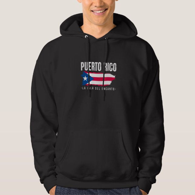 Puerto Rico La Isla Del Encanto Puerto Rican Flag  Hoodie (Front)