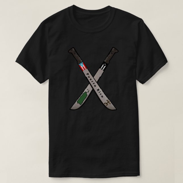 Puerto Rico Machete Flag Map Coqui Taino T-Shirt (Design Front)