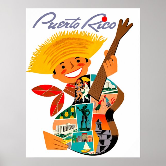 Puerto Rico, man with a guitar Poster (Front)
