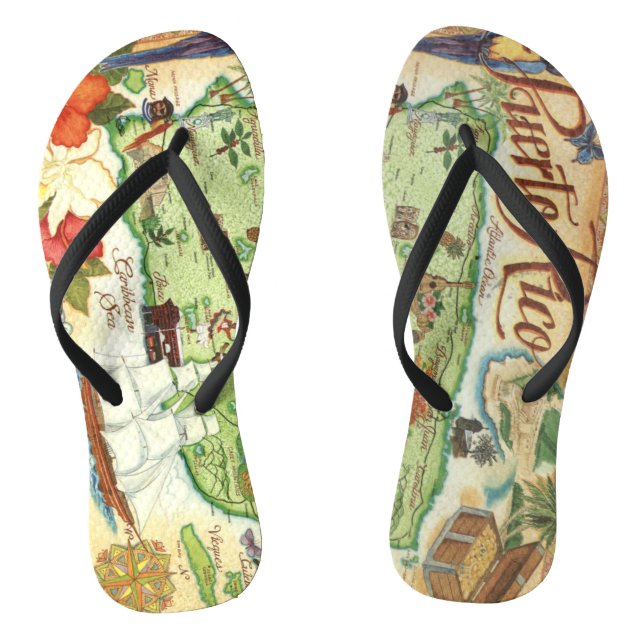 Puerto Rico  Map Flip Flops (Footbed)