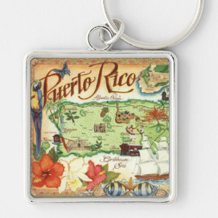 Puerto Rico Map Key Ring