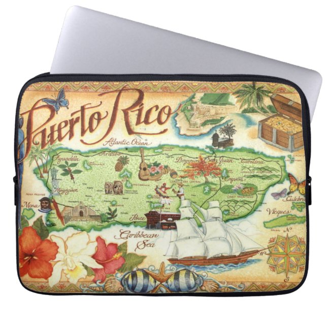 Puerto Rico Map Laptop Sleeve (Front)