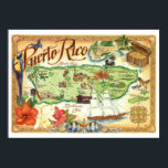 Puerto Rico Map Poster<br><div class="desc">Colorfully illustrated map of the Island of Puerto Rico.  It's a vintage old illustration that make a beautiful print for a tropical decor.  We chose a heavyweight matte paper to have it printed on.  You can select another paper if you wish.</div>