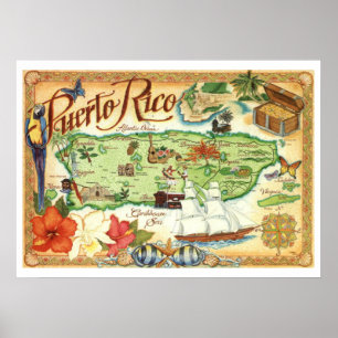 Puerto Rico Map Poster