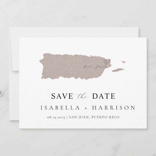 Puerto Rico Map Save the Date Template (Front)