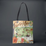 Puerto Rico Map Shoulder Tote Bag<br><div class="desc">A vintage,  very colourful postcard map of Puerto Rico repurposed all over a wonderful shoulder tote.</div>