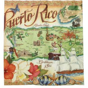 Puerto Rico Map Shower Curtain