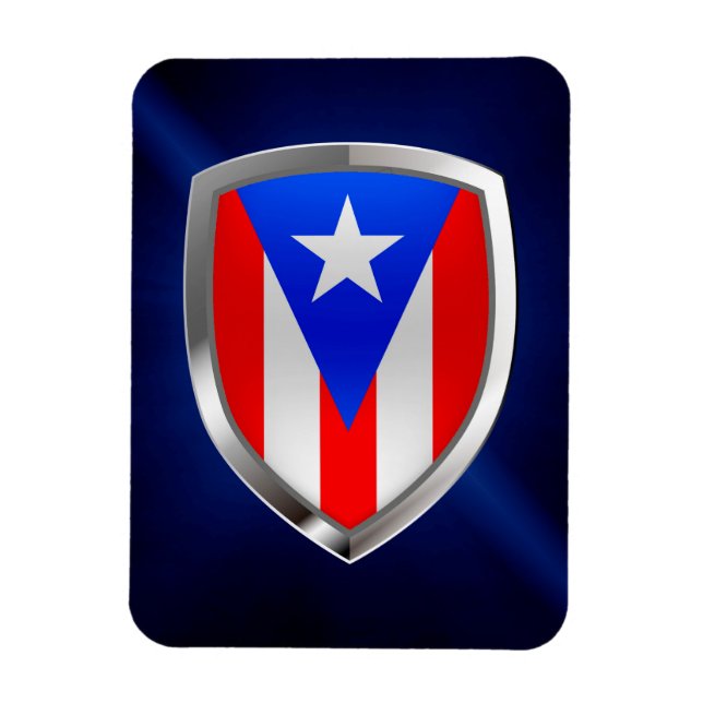 Puerto Rico Metallic Emblem Magnet (Vertical)