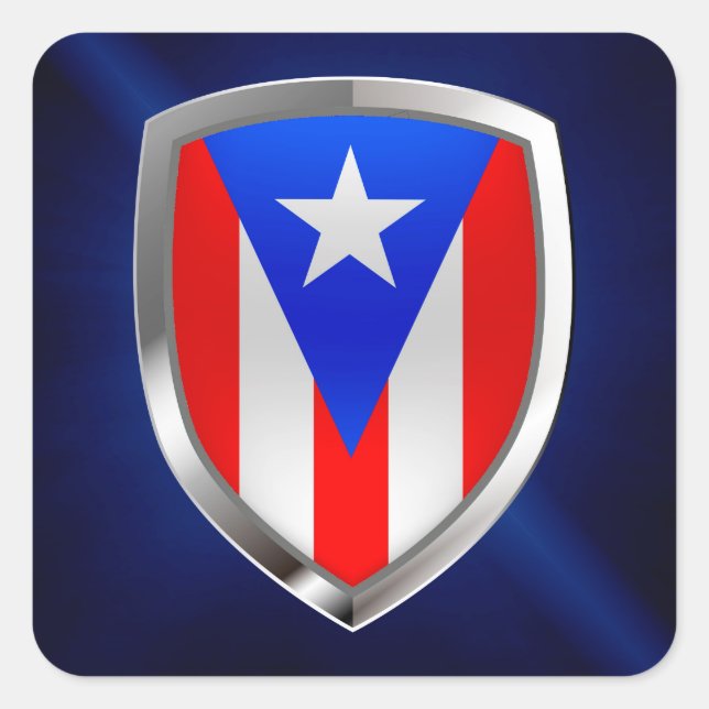 Puerto Rico Metallic Emblem Square Sticker (Front)