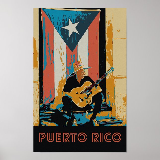 Puerto Rico, musician and flag Postcard Poster (Front)